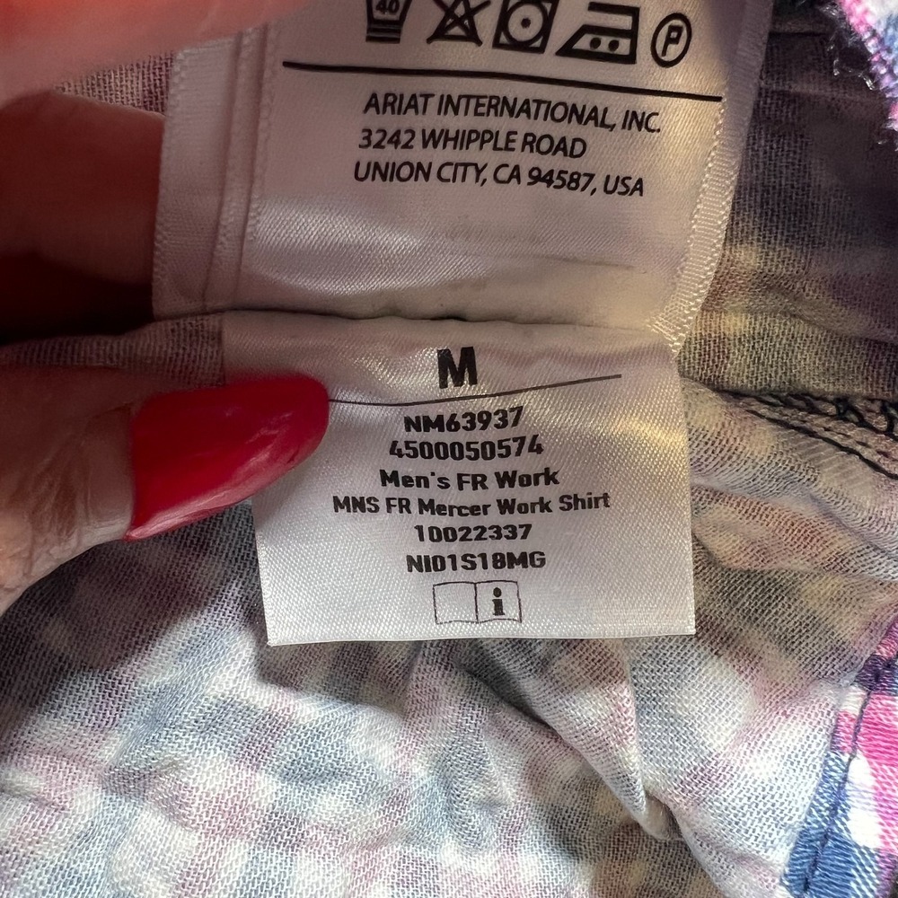 Ariat FR Mercer Work Shirt Men's M Multi Plaid Button Front Flame-Resistant CAT2 - Picture 11 of 16